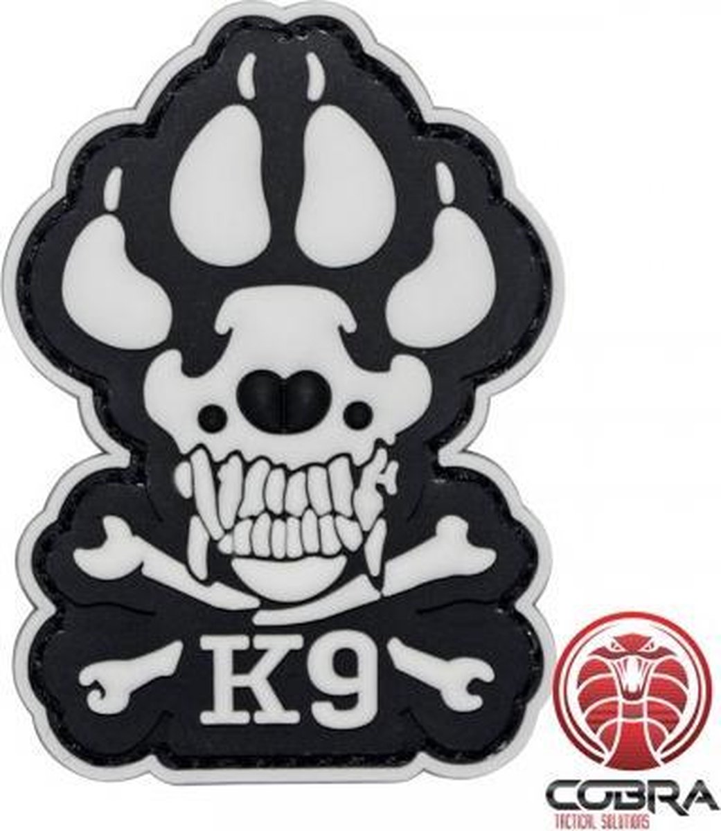 K9 Police Dog PVC zwart geborduurde patch | Klittenband | Military Airsoft